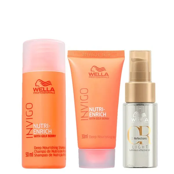 Kit Wella Professional Invigo-Enrich - Shampoo 50 ml + Máscara 30 ml + Óleo Oil Reflections Light 30 ml