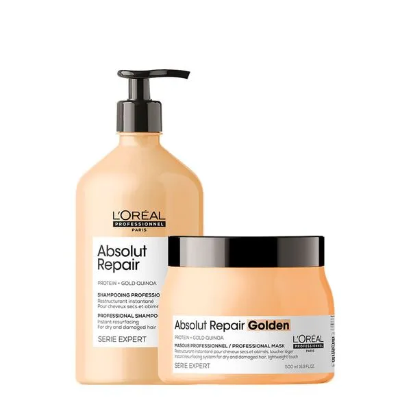 Kit L'Oréal Professionnel Serie Expert Absolut Repair Gold Quinoa - Shampoo 750ml + Máscara Golden 500g Kit