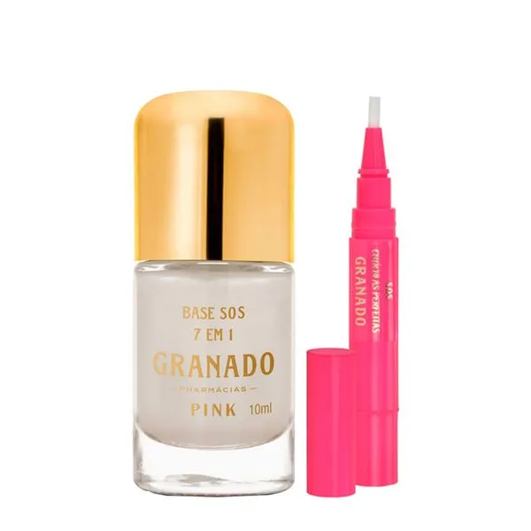 Kit Granado Pink Sos 7 em 1 Base para Unhas 10ml + Caneta Hidratante para Cutículas 3,5g Kit