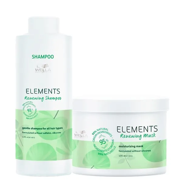Kit Wella Professionals Elements Renewing - Shampoo 1000 ml + Máscara 500 ml Kit Wella Professionals Elements Renewing - Shampoo 1000 ml + Máscara 500 ml
