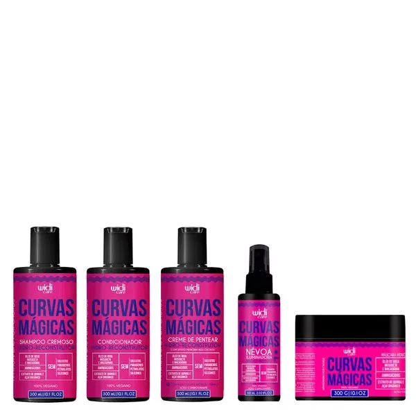 Kit Widi Care Cremoso Hidro-Reconstrutor Curvas Mágicas Shampoo 300ml + Condicionador 300ml+Máscara 300g+Creme de Pentear 300ml +Névoa Iluminado 60ml