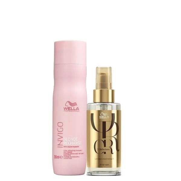Kit Wella Invigo Cool Blonde Recharge- Shampoo 250 ml- + Óleo 30 ml