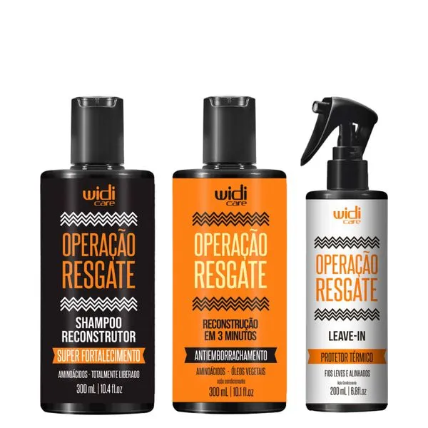 Kit Widi Care Operação Resgate Reconstrutor Shampoo Reconstrutor 300ml + Creme Ação Condicionante 300ml + Leave-In 200ml Kit