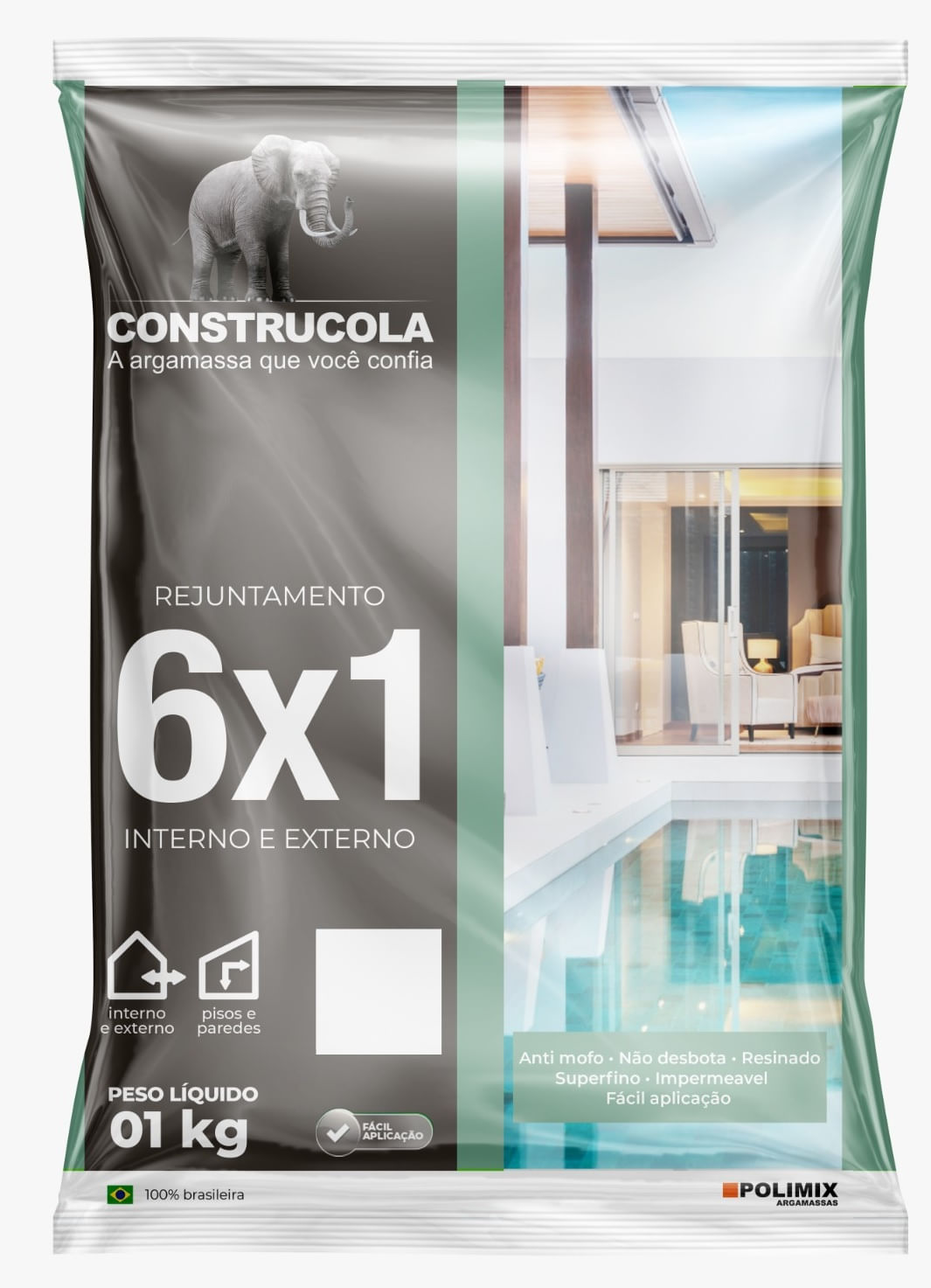 Rejunte 6x1 Interno e Externo 1Kg Branco Neve Construcola