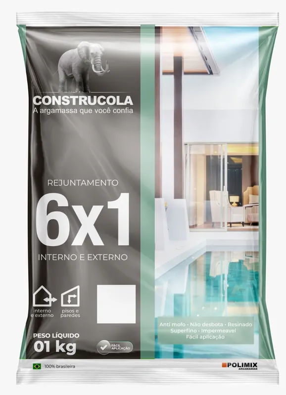Rejunte 6x1 Interno e Externo 1Kg Branco Neve Construcola