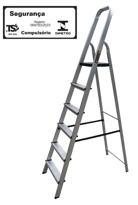 Escada Doméstica Pro Alumínio 6 Degraus Botafogo
