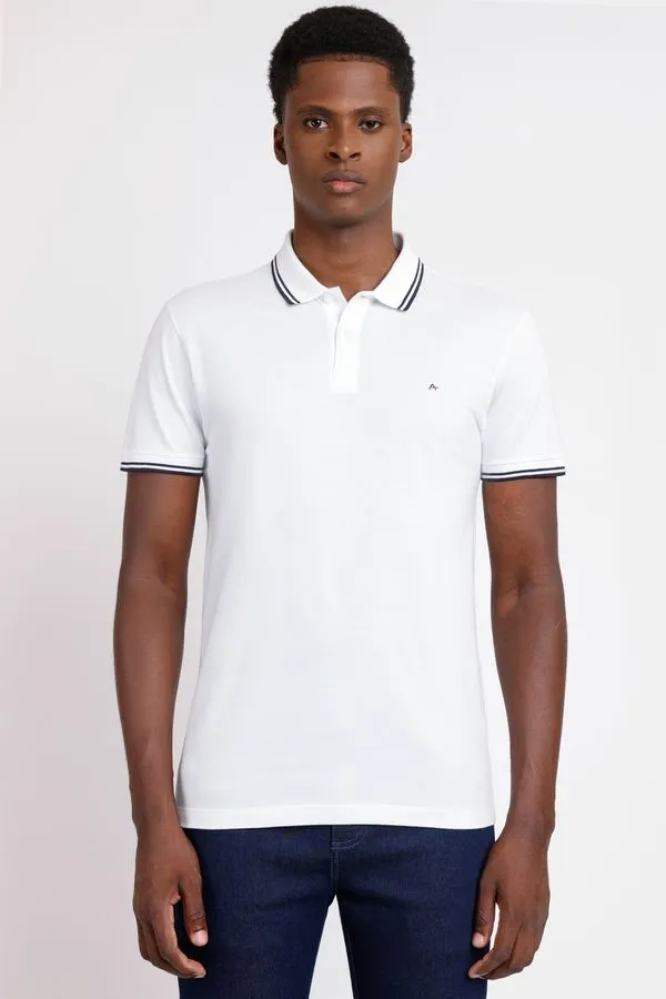 Polo Manga Curta Friso Off Branco - Produto Divergente, Estilo Pediu Para Inativar Cor - M