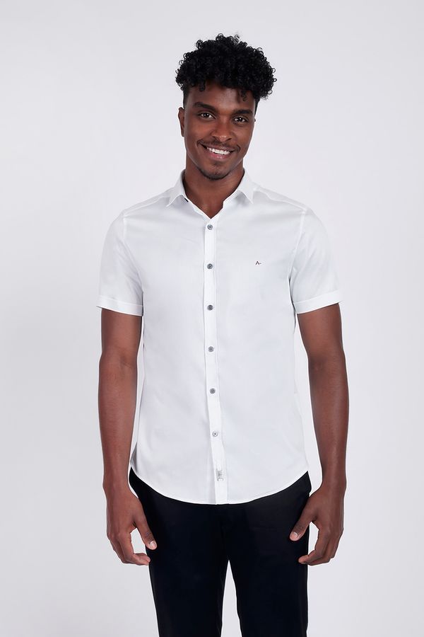 Camisa Slim Cetim Com Elastano Branco - XGG