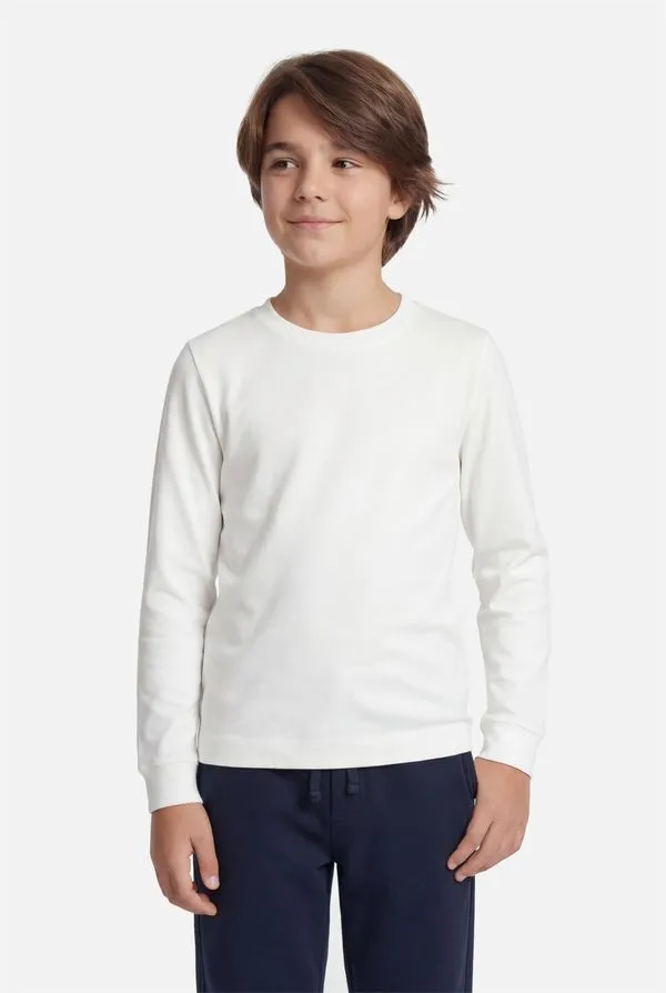 Camiseta Manga Longa Infantil Malha Danubio Off White - 4