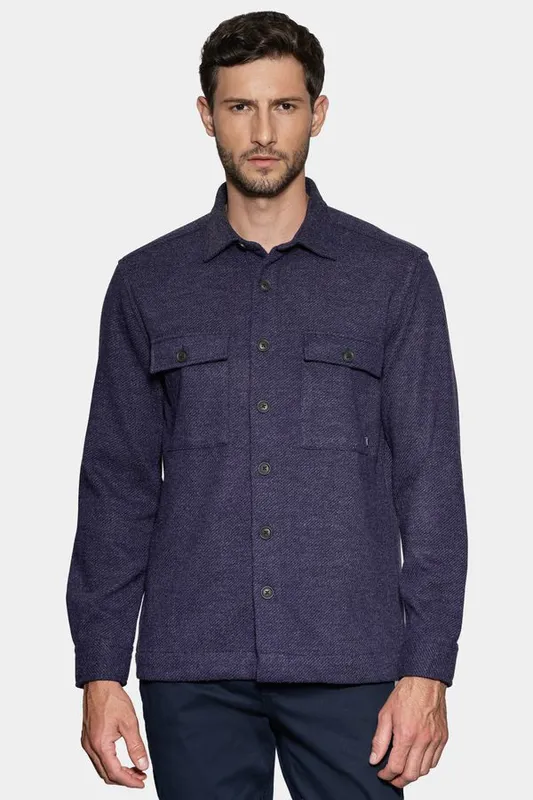 Camisa Manga Longa Overshirt Feltro Fall Marinho - M