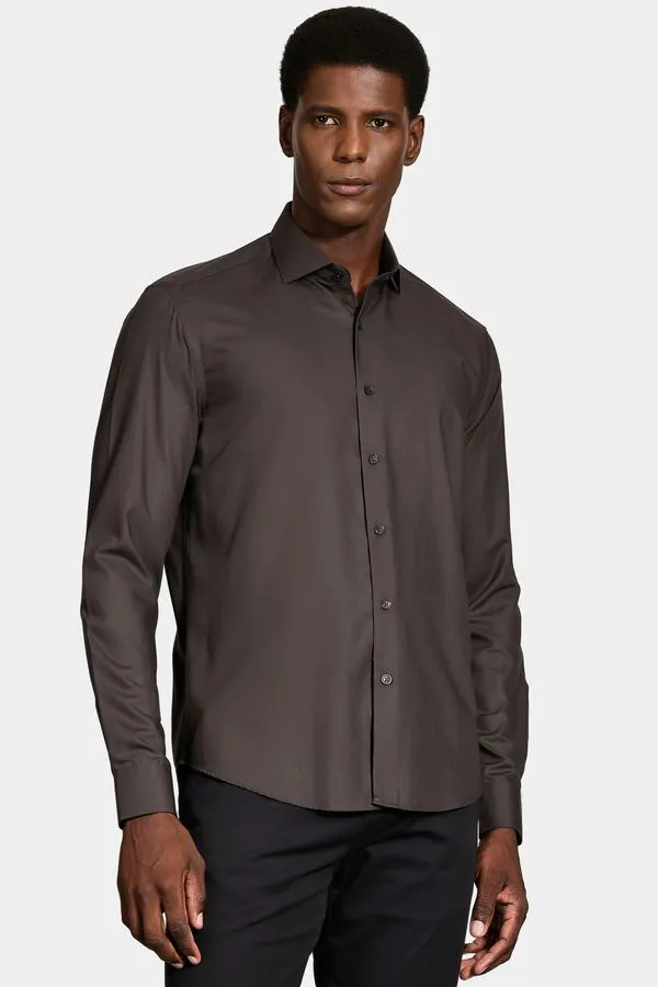 Camisa Manga Longa Slim Catar Melange Chumbo - XGG