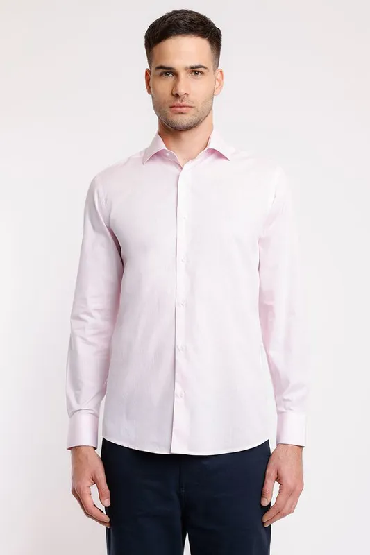 Camisa Regular Social Tricoline Maquinetada F50 Rosa - 46