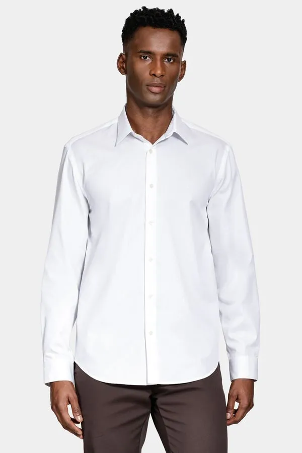 Camisa Manga Longa Regular Algodão Fio 50 Egípcio Branco - P