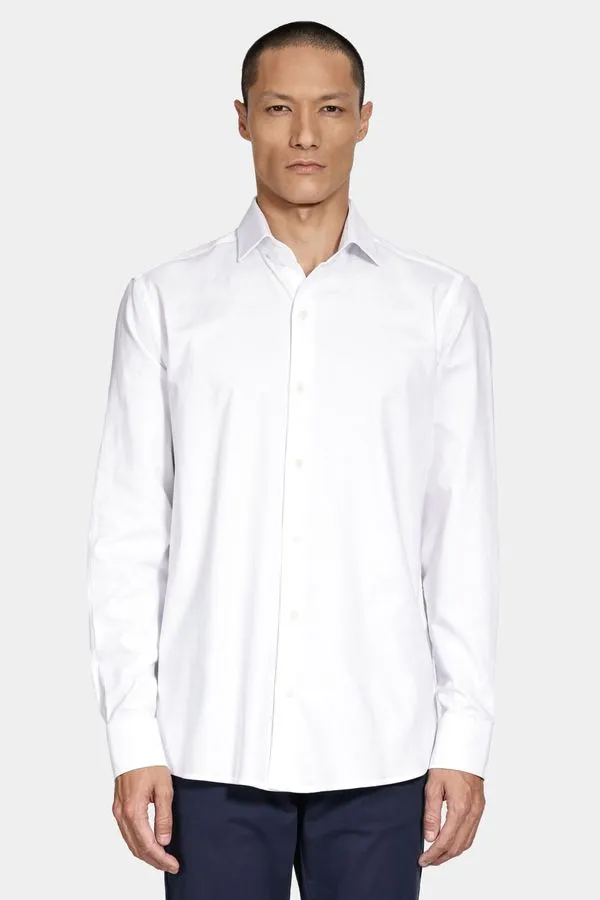 Camisa Manga Longa Regular Maquinetada Stretch Branco - 39