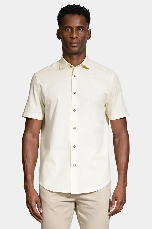 Camisa Manga Curta Slim Algodão Flame Soft Amarelo - P