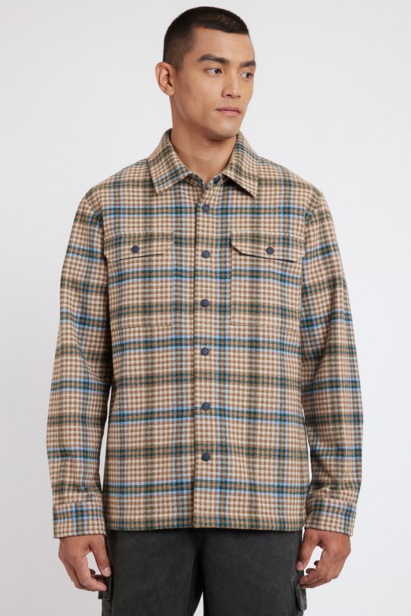 Camisa Overshirt de Lã Relaxed Fit Camel - P