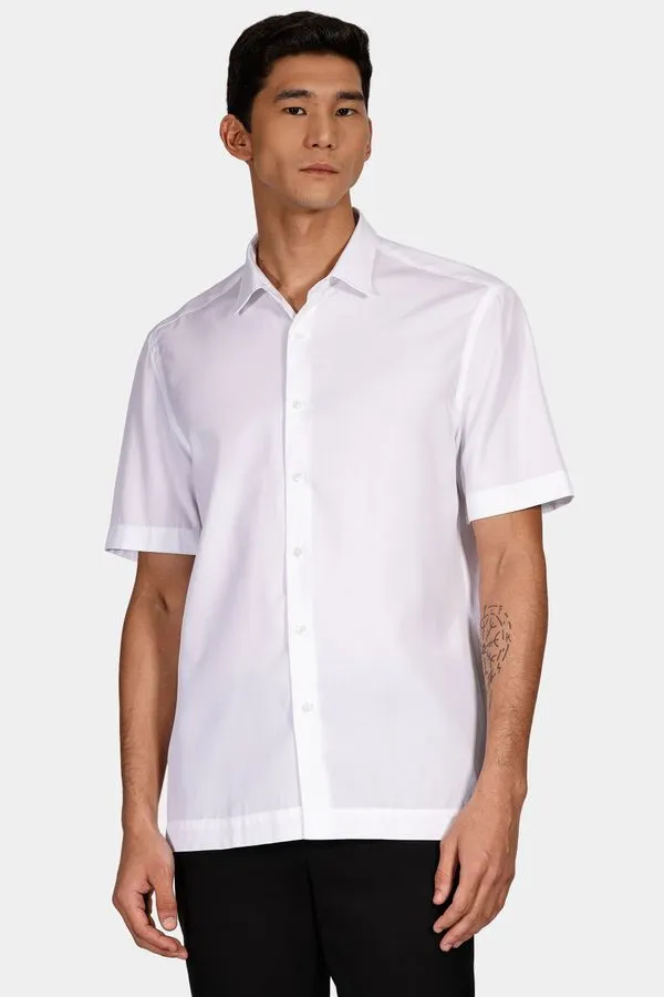 Camisa Manga Curta Regular Ampla Liocel Lisa Branco - XGG