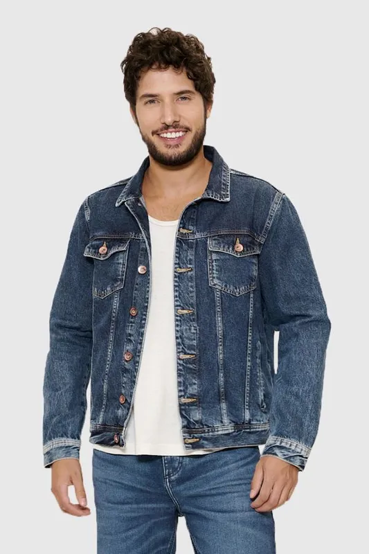 Jaqueta Jeans Sky Médio Denim Azul Medio - P