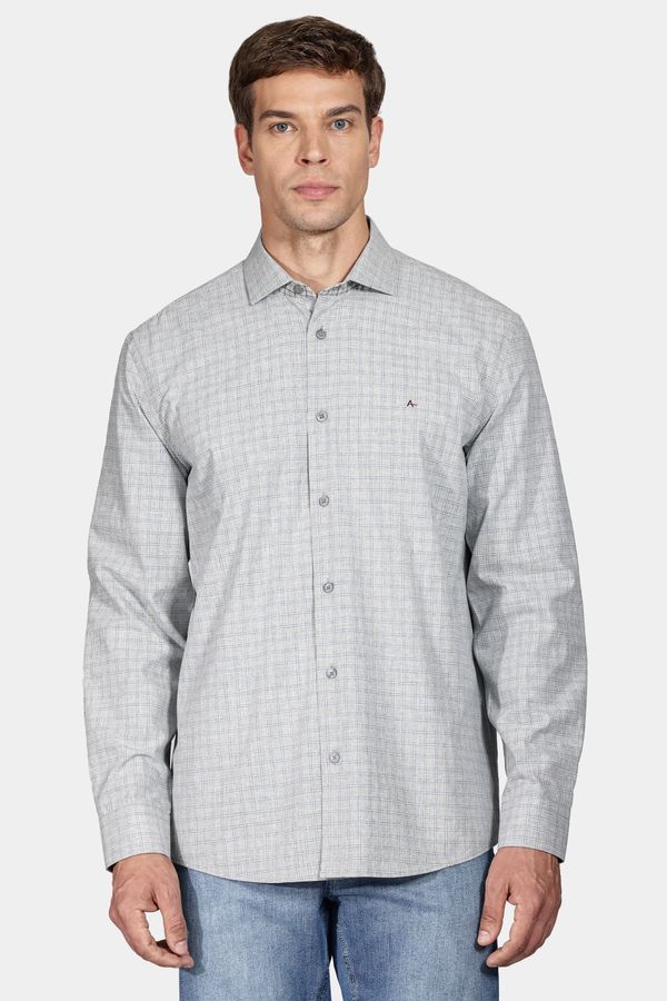 Camisa Manga Longa Regular Mescla Xadrez Cinza - G