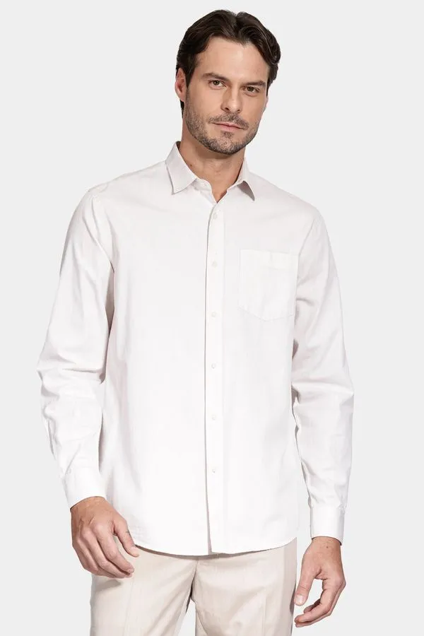 Camisa Manga Longa Algodão Regular Básica Natural - G