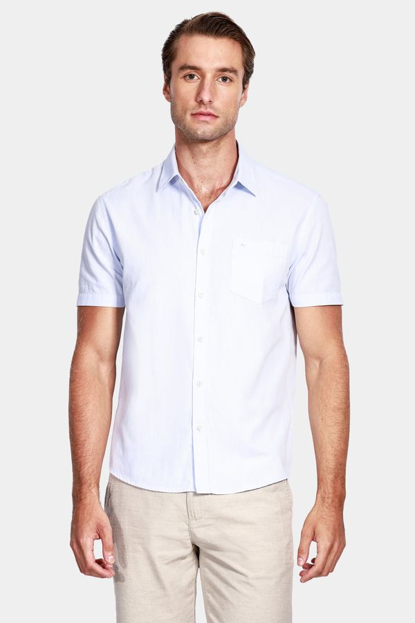 Camisa Manga Curta Cosmo Regular Button-Down Lotte Com Bolso Azul Celeste - G