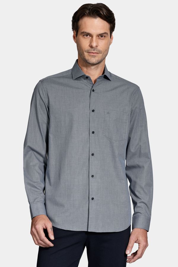 Camisa Algodão Regular Manga Longa Xadrez Marinho/Azul Claro - XGG