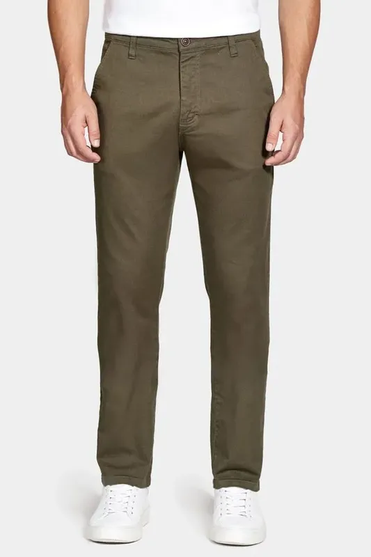 Calça Chino Slim Maquinetada Verde Militar - 38
