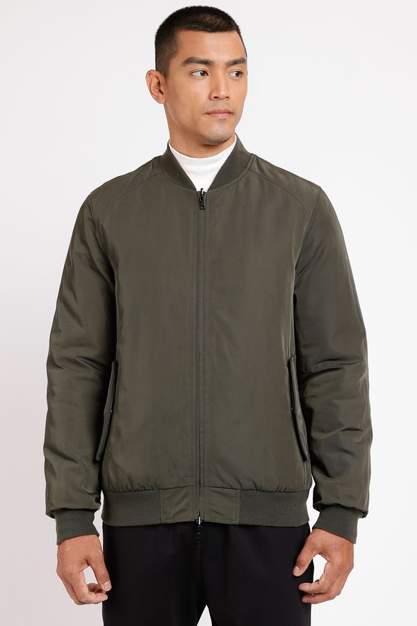 Jaqueta Dupla Face Matelassê Liquid Repeller Verde Militar Com Laranja - P