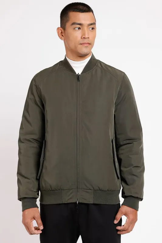 Jaqueta Dupla Face Matelassê Liquid Repeller Verde Militar Com Laranja - P