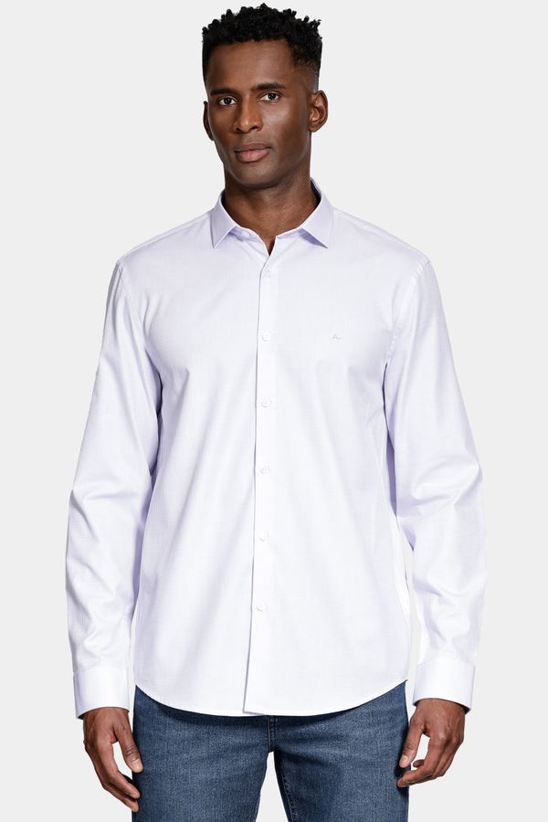 Camisa Manga Longa Regular Tricoline Algodão Textura Lilas - GG