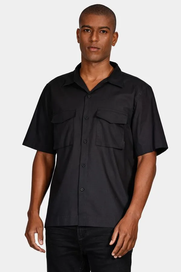 Camisa Manga Curta Regular Flamê Bosco Com 2 Bolsos Preto - XGG
