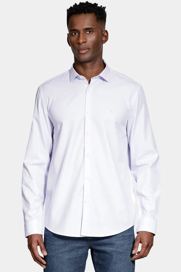 Camisa Manga Longa Regular Tricoline Algodão Textura Lilas - P
