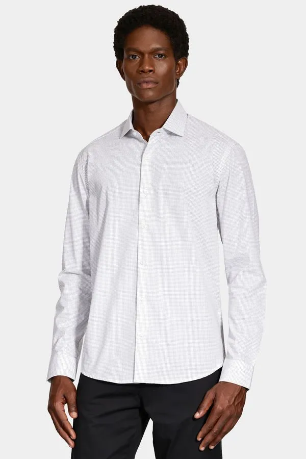 Camisa Manga Longa Slim Moscou Micro Xadrez Branco Com Preto - XGG