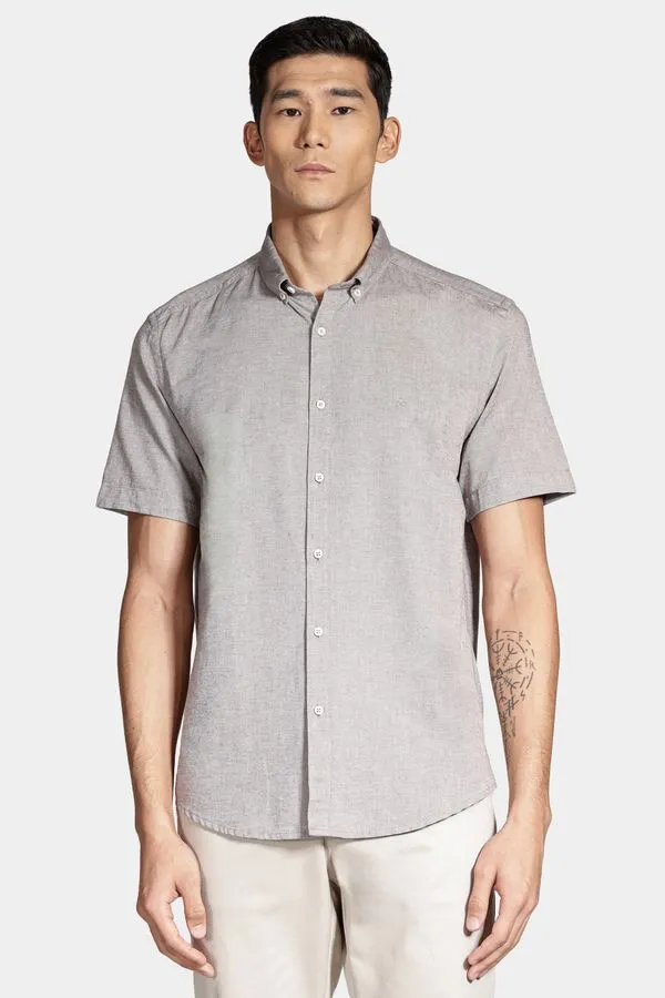 Camisa Manga Curta Move Slim Oxford Button Down Copan Café - GG
