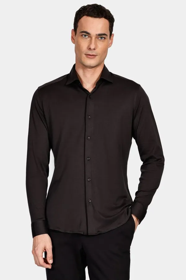 Camisa Manga Longa Cosmo Slim em Algodão Supima Preto - P