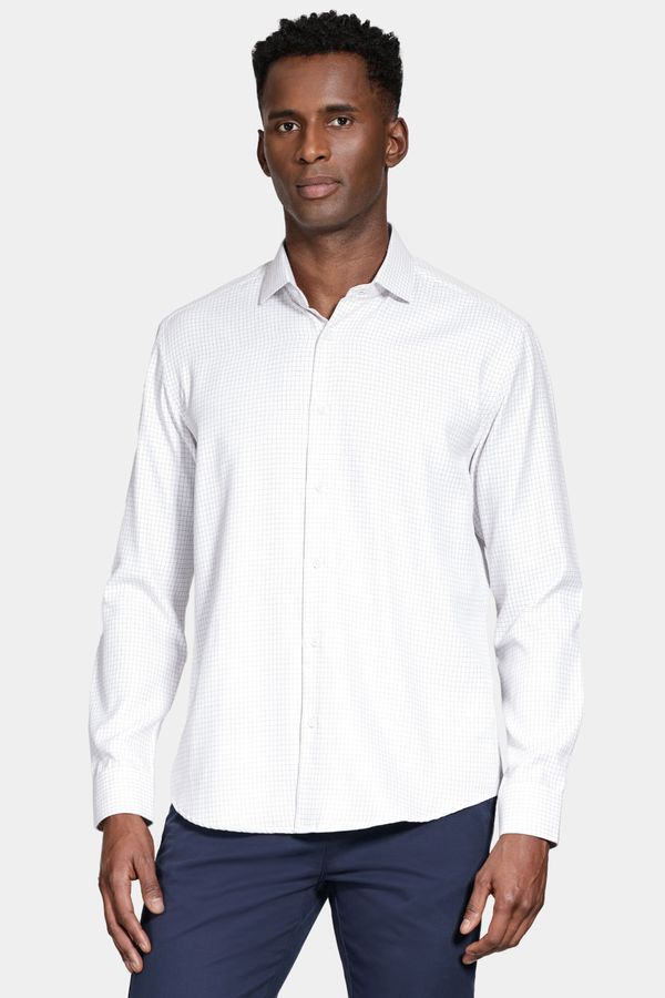 Camisa Manga Longa Slim Xadrez Branco Com Vinho - P
