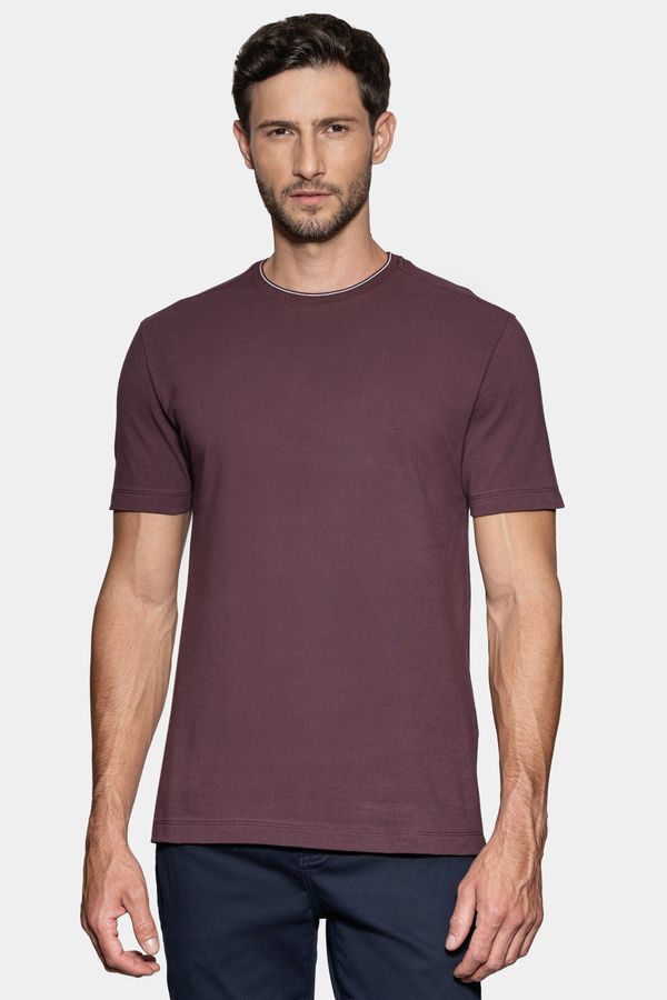 Camiseta Manga Curta Friso Gola Marrom - XGG