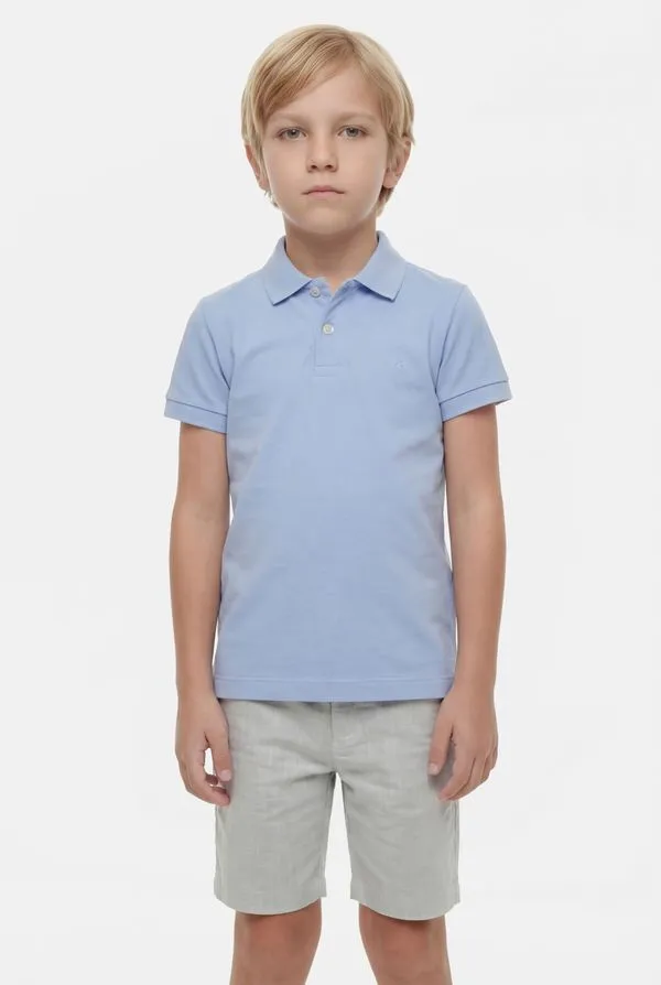 Polo Manga Curta Infantil Piquet Azul Lazulli 111 - PP