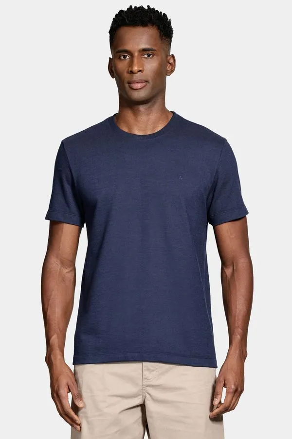 Camiseta Manga Curta Malha Croche Marinho - P
