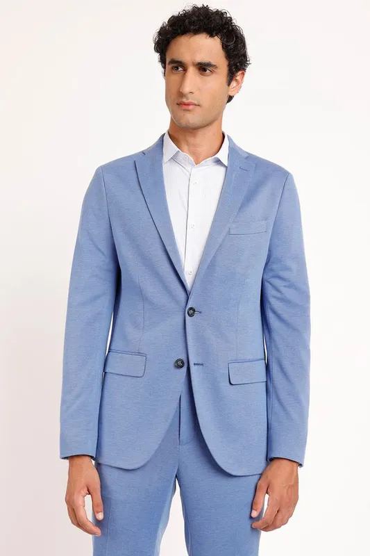 Paletó Malha Mescla Super Slim Azul - 54