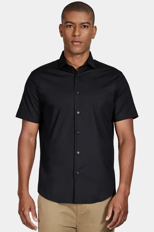 Camisa Slim Tricoline Com Stretch Preto - G