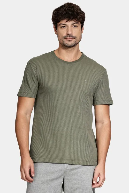 Camiseta Manga Curta Canelado Vegas Verde Militar - M