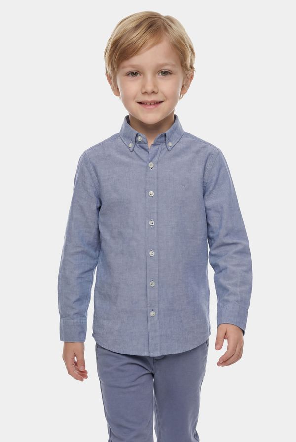 Camisa Manga Longa Infantil Oxford Azul - 8