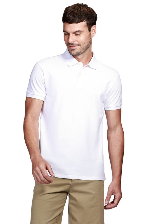 Polo Manga Curta Piquet Espinha de Peixe Branco - GG