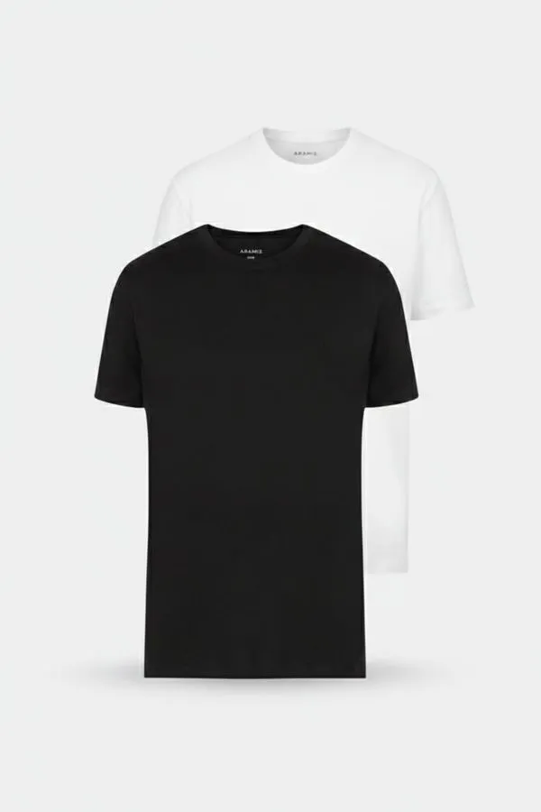 Kit 2 Camisetas Básicas Algodão Manga Curta Preto | Branco M
