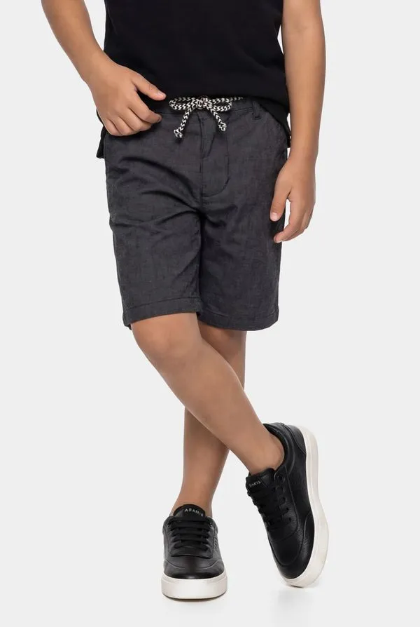 Bermuda Sarja Chino Infantil Preto - 4