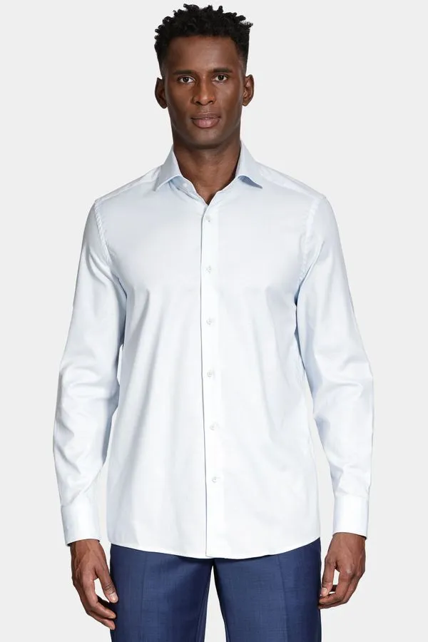 Camisa Manga Longa Regular Maquinetada Stretch Azul Claro - 40