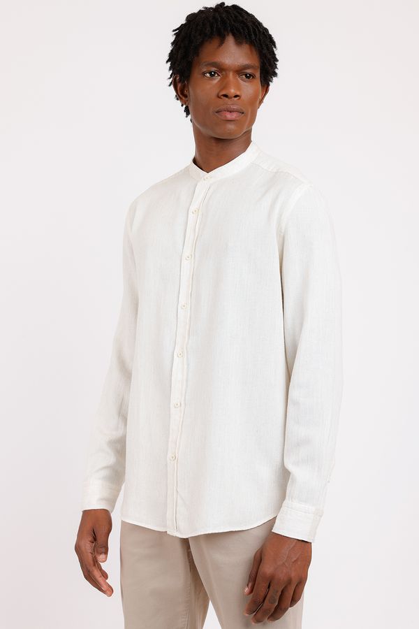 Camisa Manga Longa Regular em Algodão Misto Natural - M