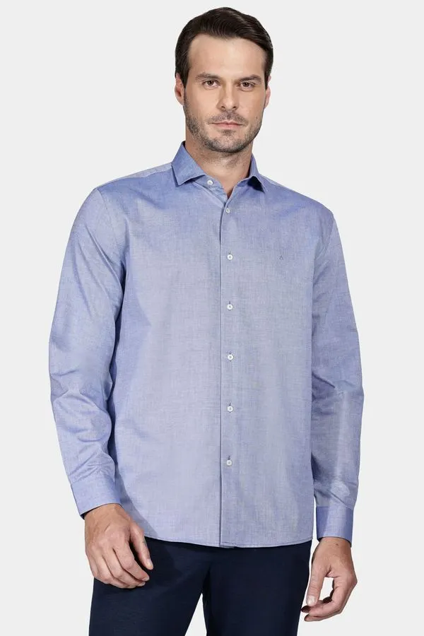 Camisa Manga Longa Cosmo Regular Oxford Azul - M