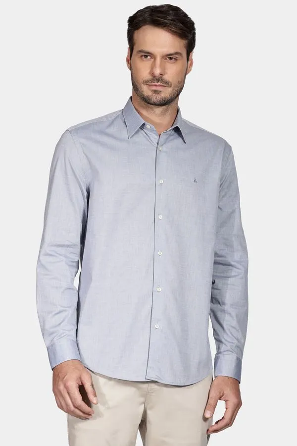 Camisa Regular Algodão Egípcio Fio 50 Petronas Azul Jeans - M